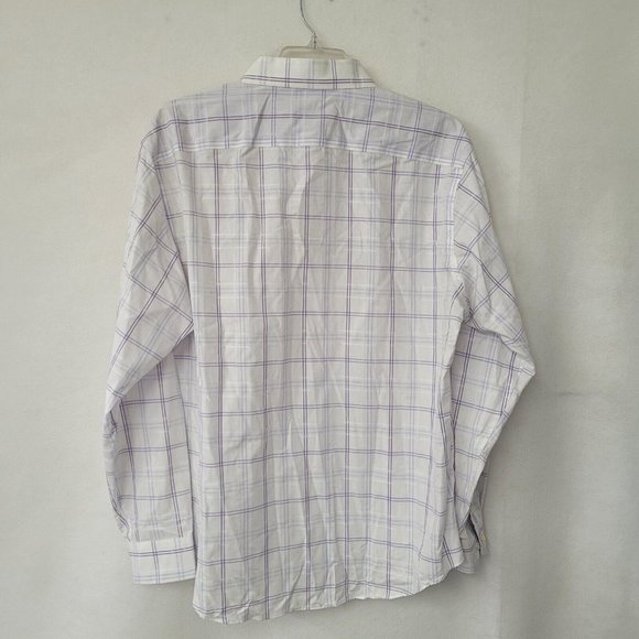 Egara Shirt Mens XXL Long Sleeve Button‎ Up Purple Windowpane Contrast Cuff - Picture 4 of 11